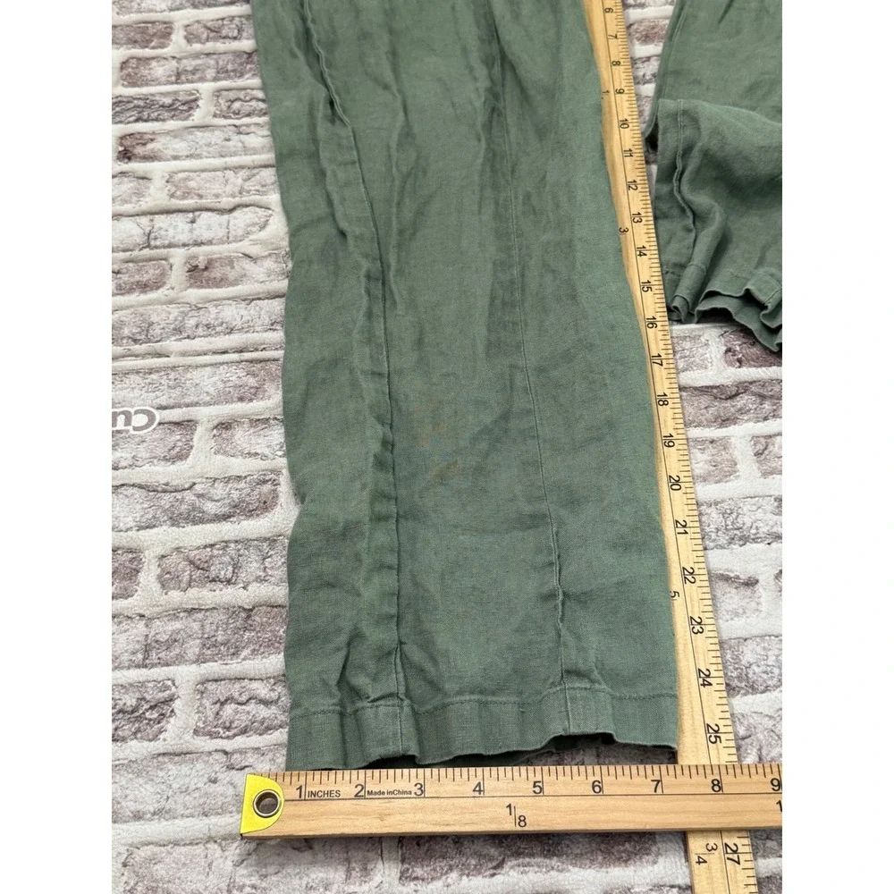 Quince European Linen Tapered Ankle Pants Light Cargo Green Large
